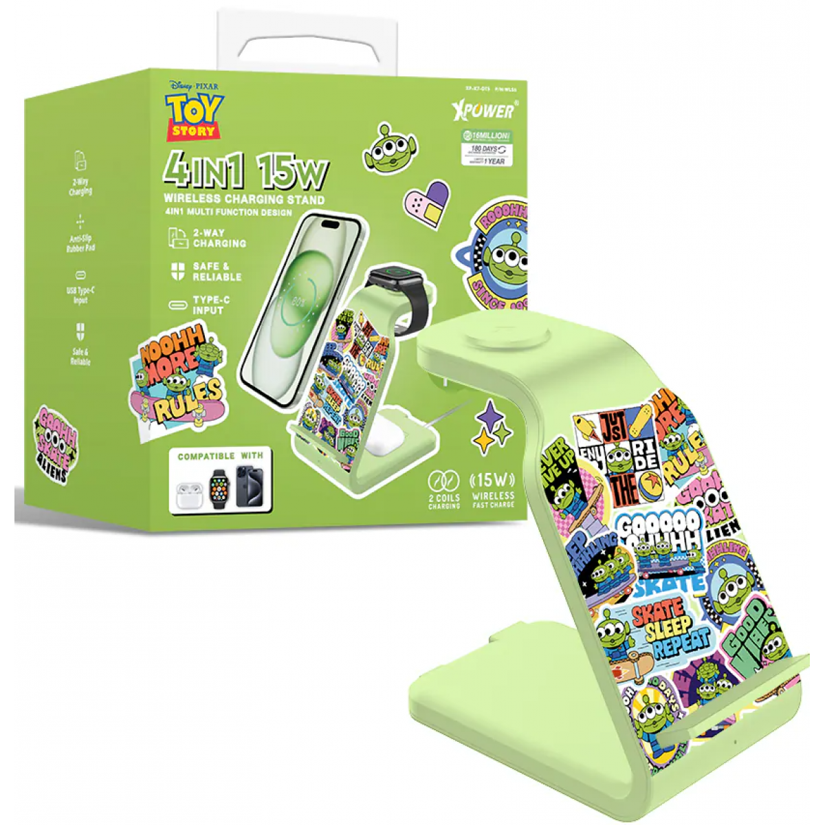 XPower WLS6 XP-K7-DTS 4合1無線充電板 (TOY STORY 三眼仔系列)